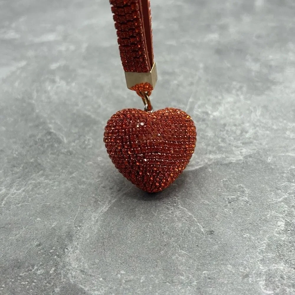 NWOT Sparkling Red Rhinestone Heart Keychain Charm Purse Key Ring